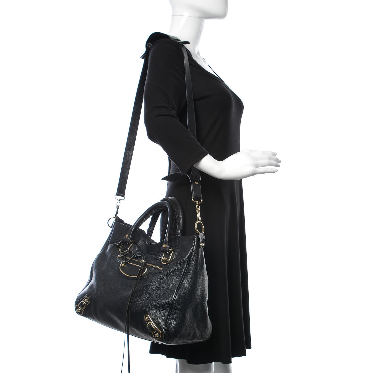 Balenciaga Chevre Gold Metallic Edge Hardware Velo Black 2 of 20