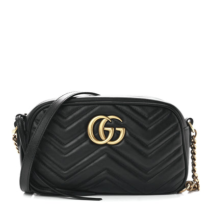 Gucci Calfskin Matelasse Small GG Marmont Chain Shoulder Bag Black 1 of 11