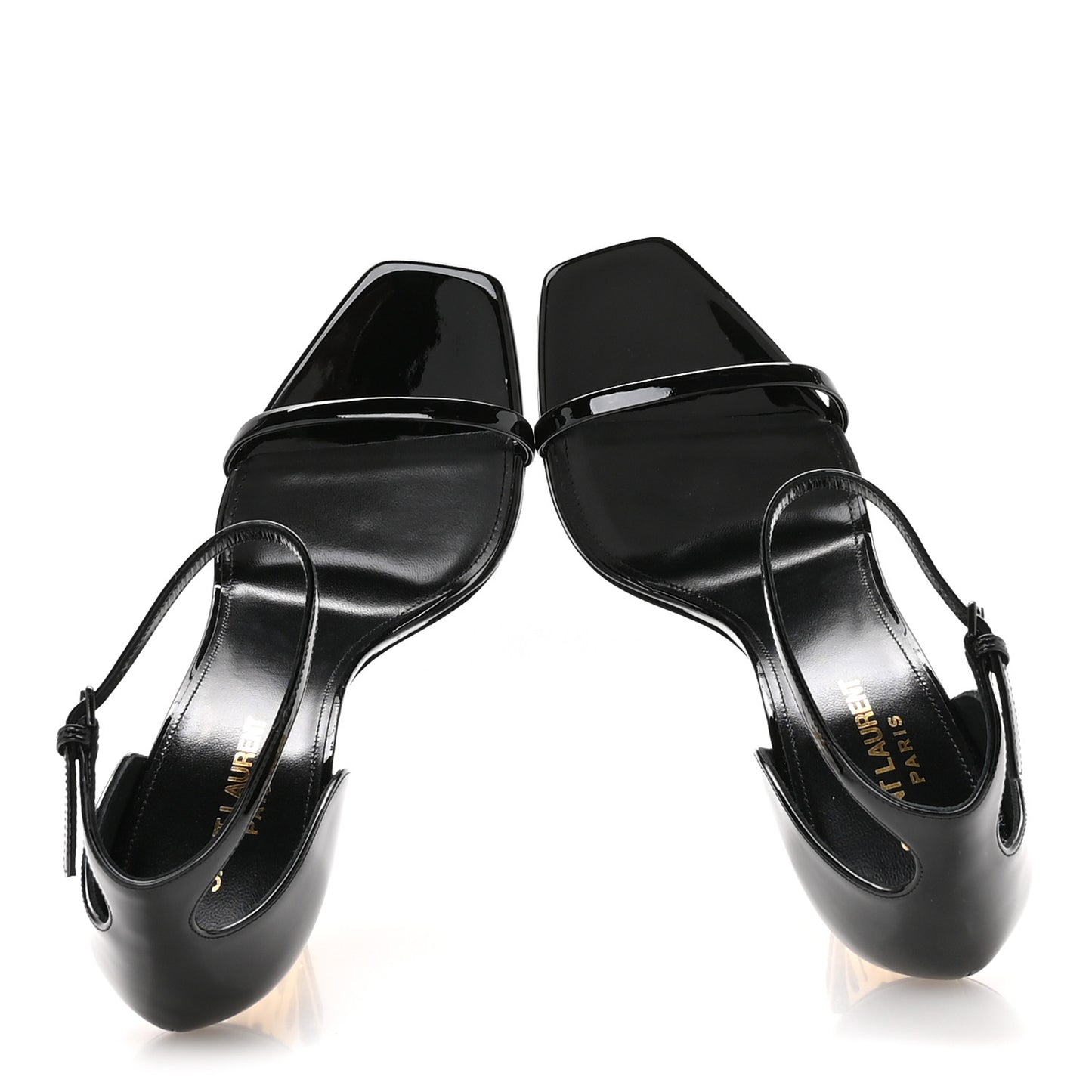Patent Calfskin Opyum 110 Sandals 39.5 Black Gold