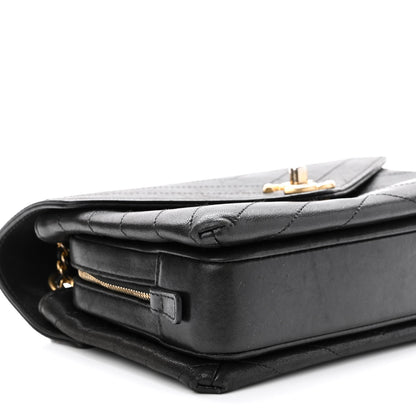 Chanel Lambskin Chevron Stitched Envelope Flap Bag Black 9 of 10