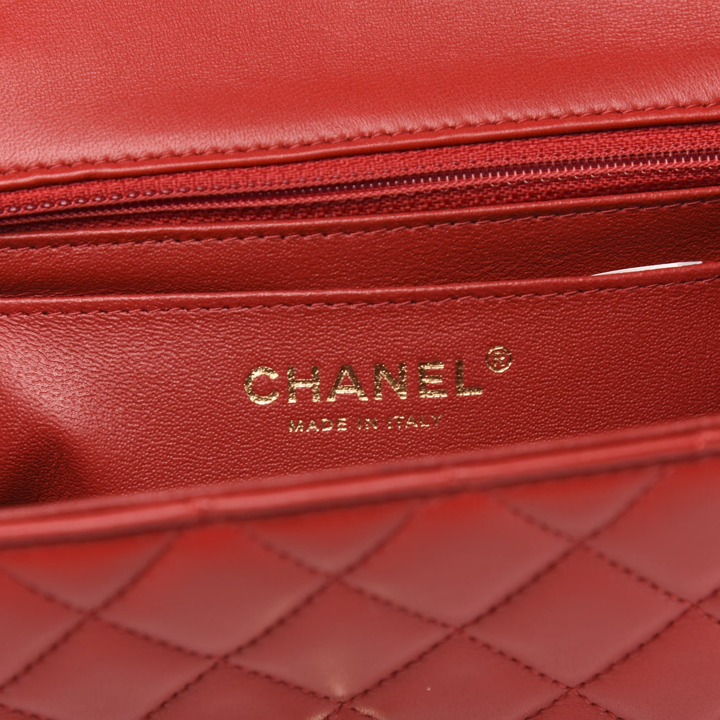 Lambskin Quilted Mini Rectangular Flap Red