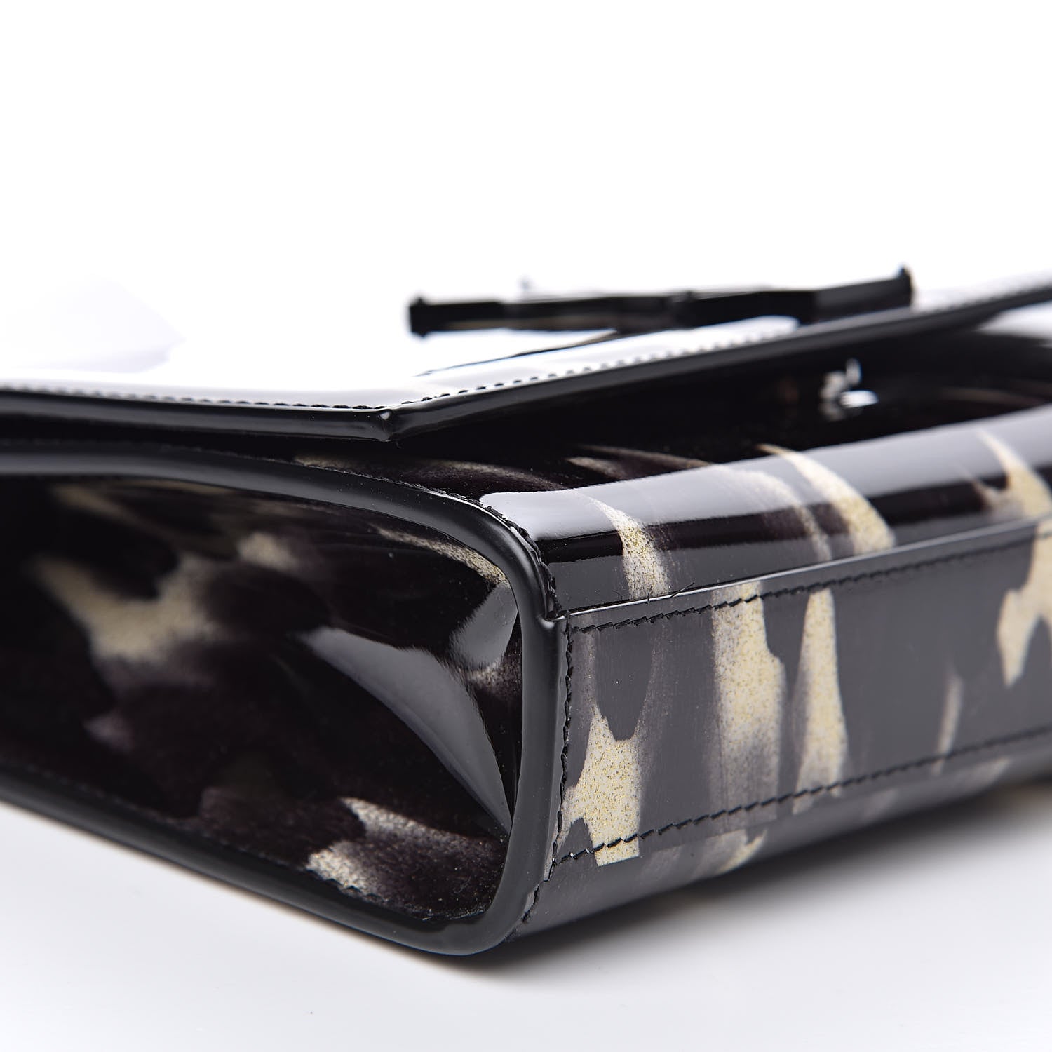 Saint Laurent Patent Small Monogram Kate Satchel Black Ivory Gold 7 of 11
