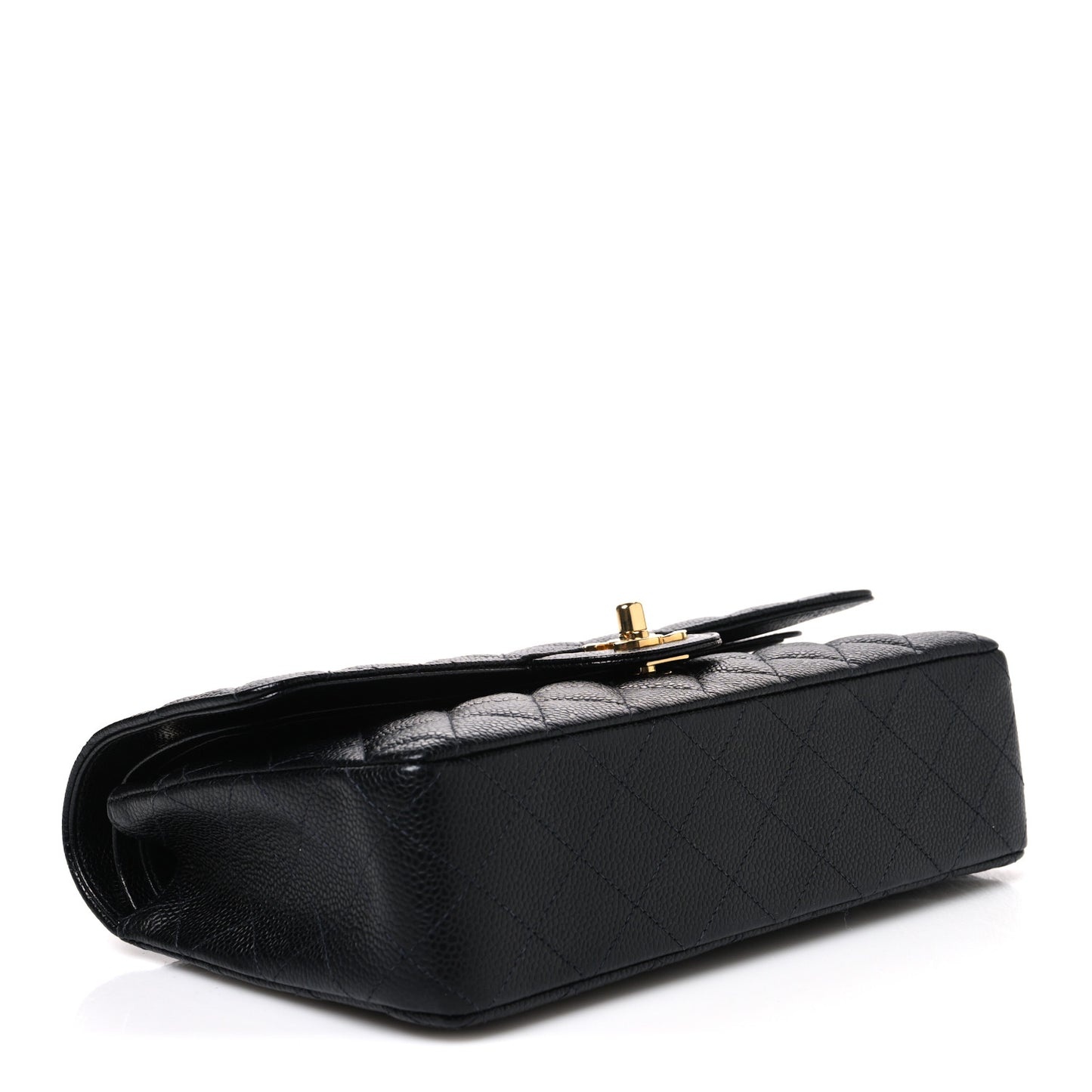 Caviar Quilted Medium Double Flap Black