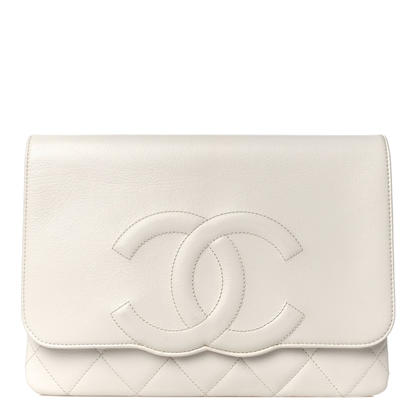 Goatskin Quilted Timeless CC Clutch White