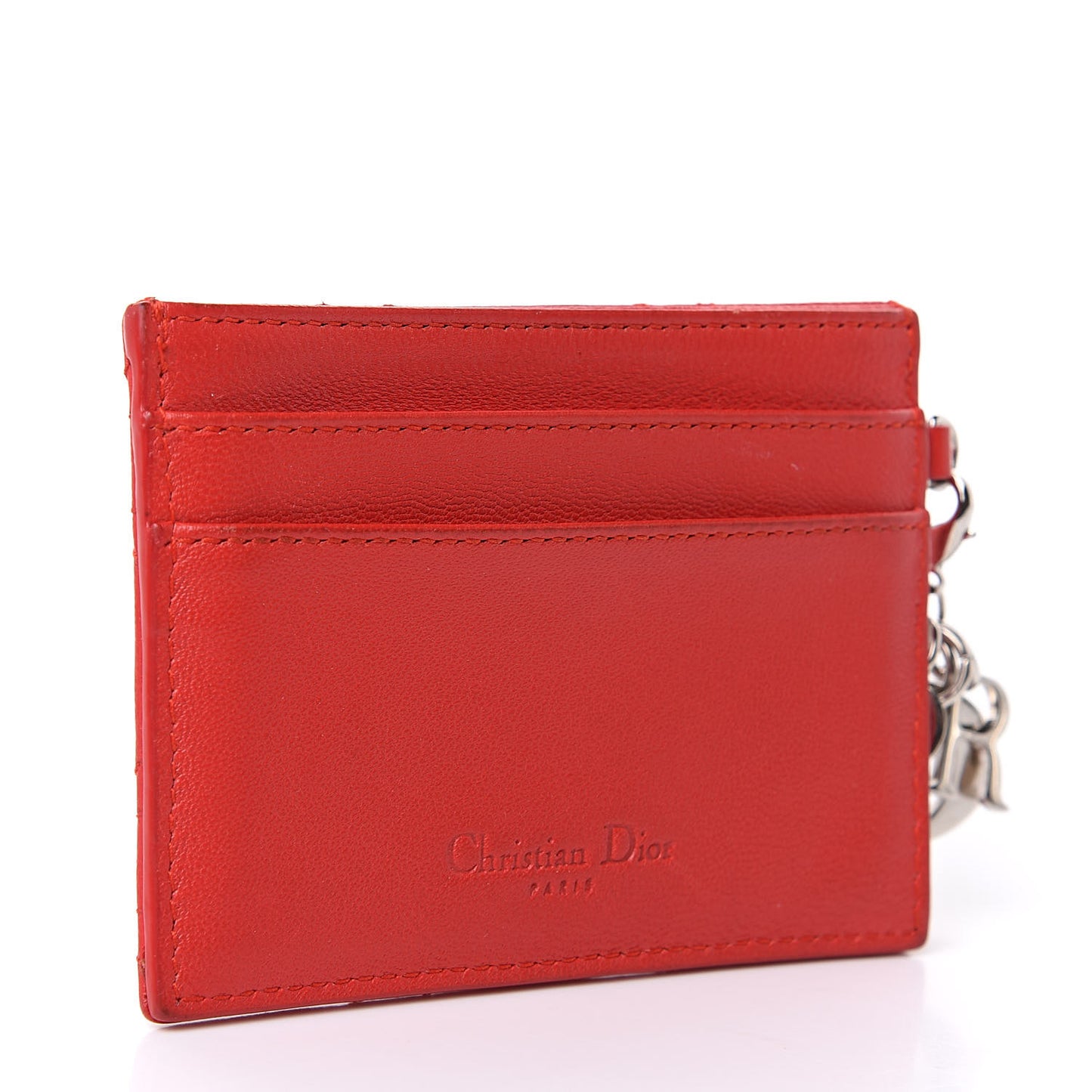 Lambskin Cannage Lady Dior Card Holder Red