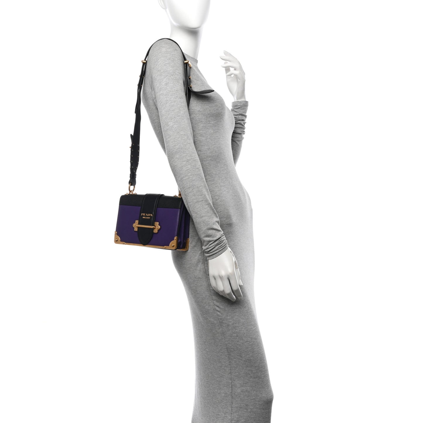 City Calfskin Saffiano Cahier Bag Purple Black