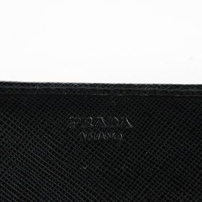 Prada Saffiano Triangle Continental Flap Wallet Black 5 of 8
