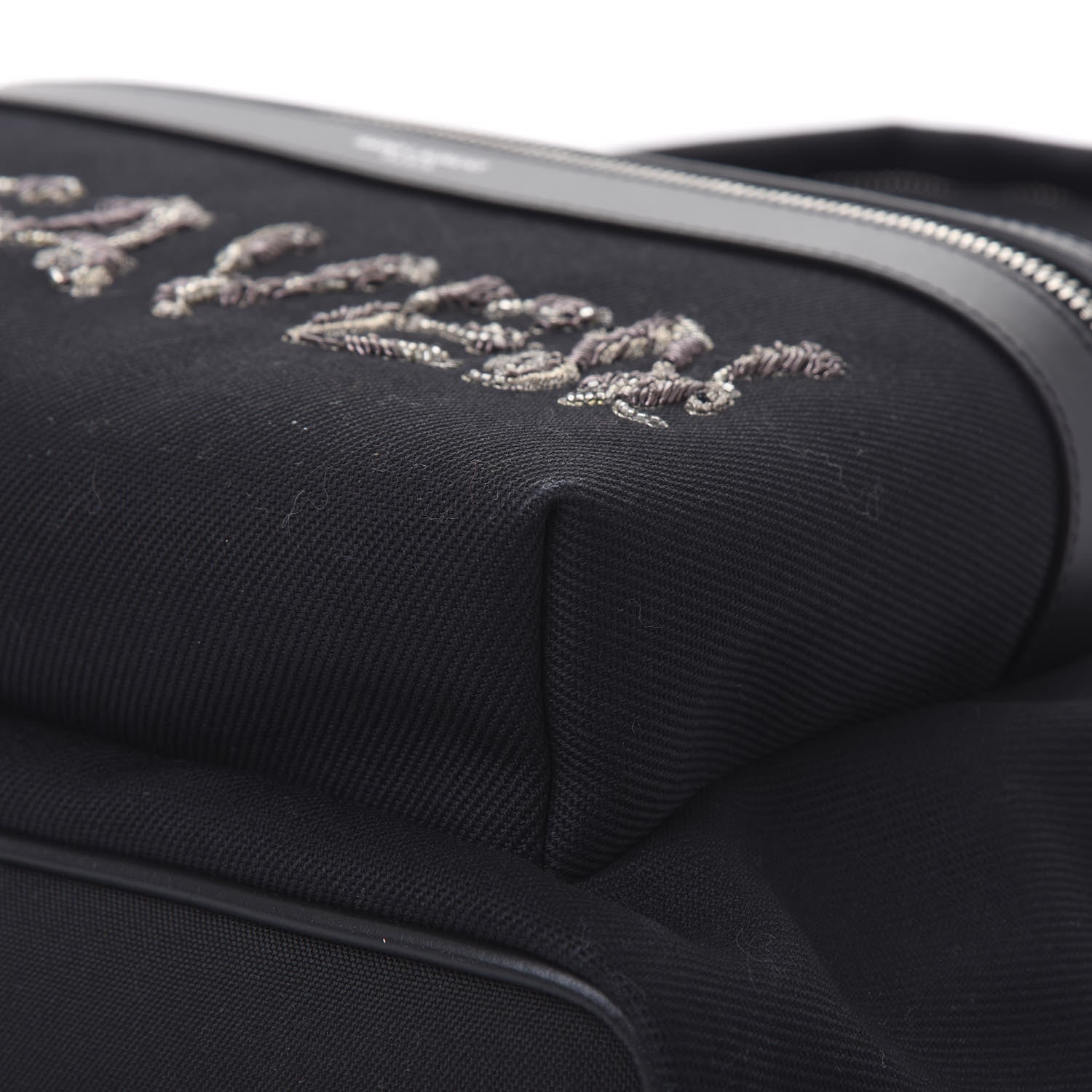Saint Laurent Canvas Signature Heaven Embroidered City Backpack Black 9 of 10