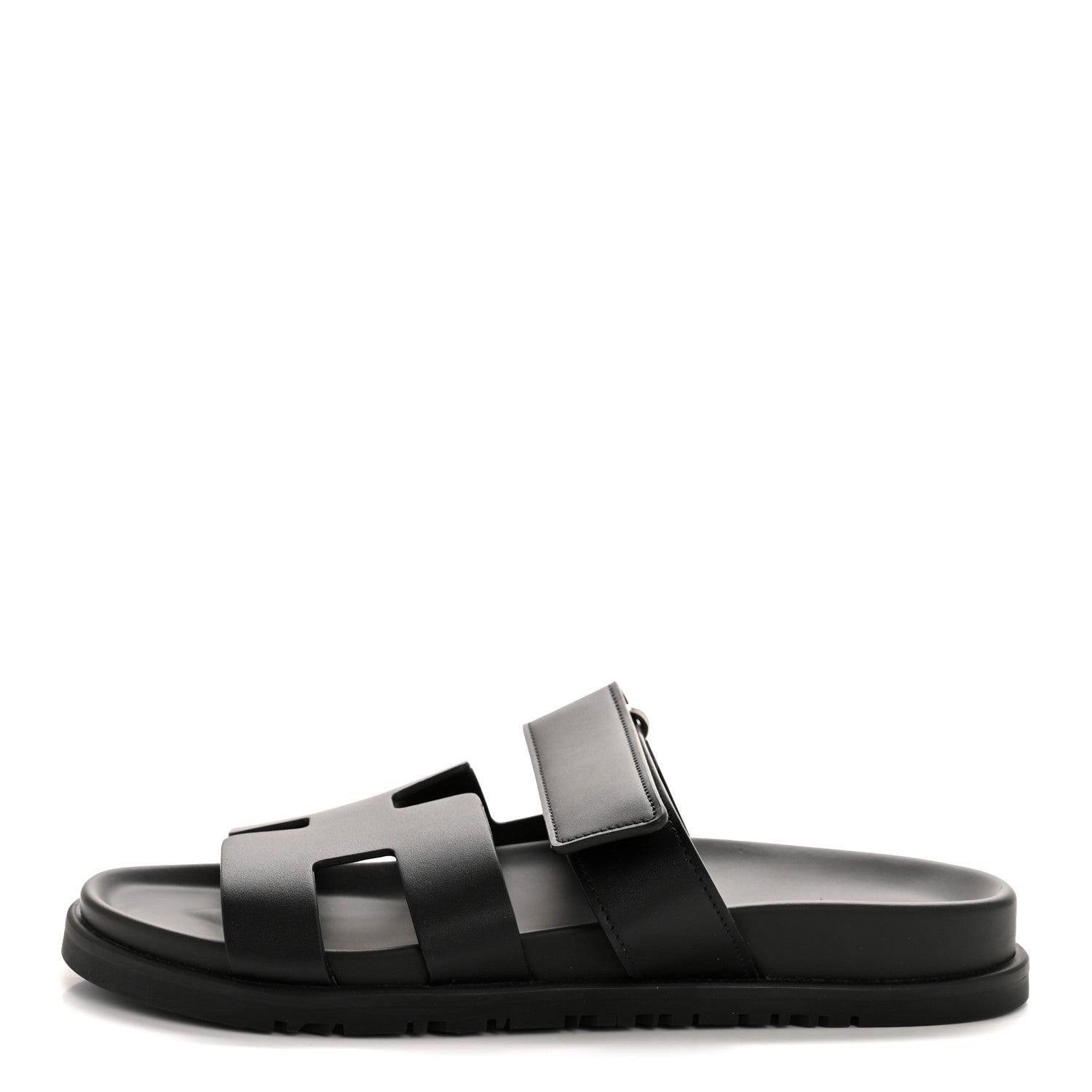 Hermes Calfskin Womens Chypre Sandals 38 Black 1 of 9