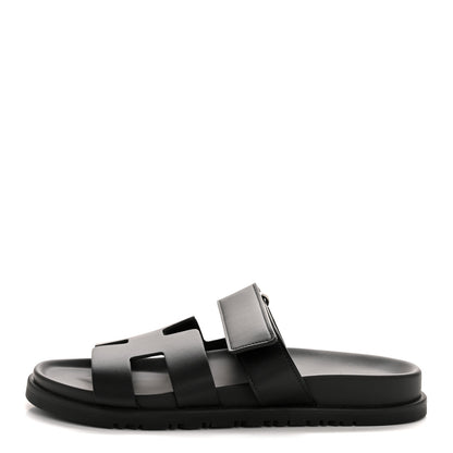 Hermes Calfskin Womens Chypre Sandals 38 Black 1 of 9