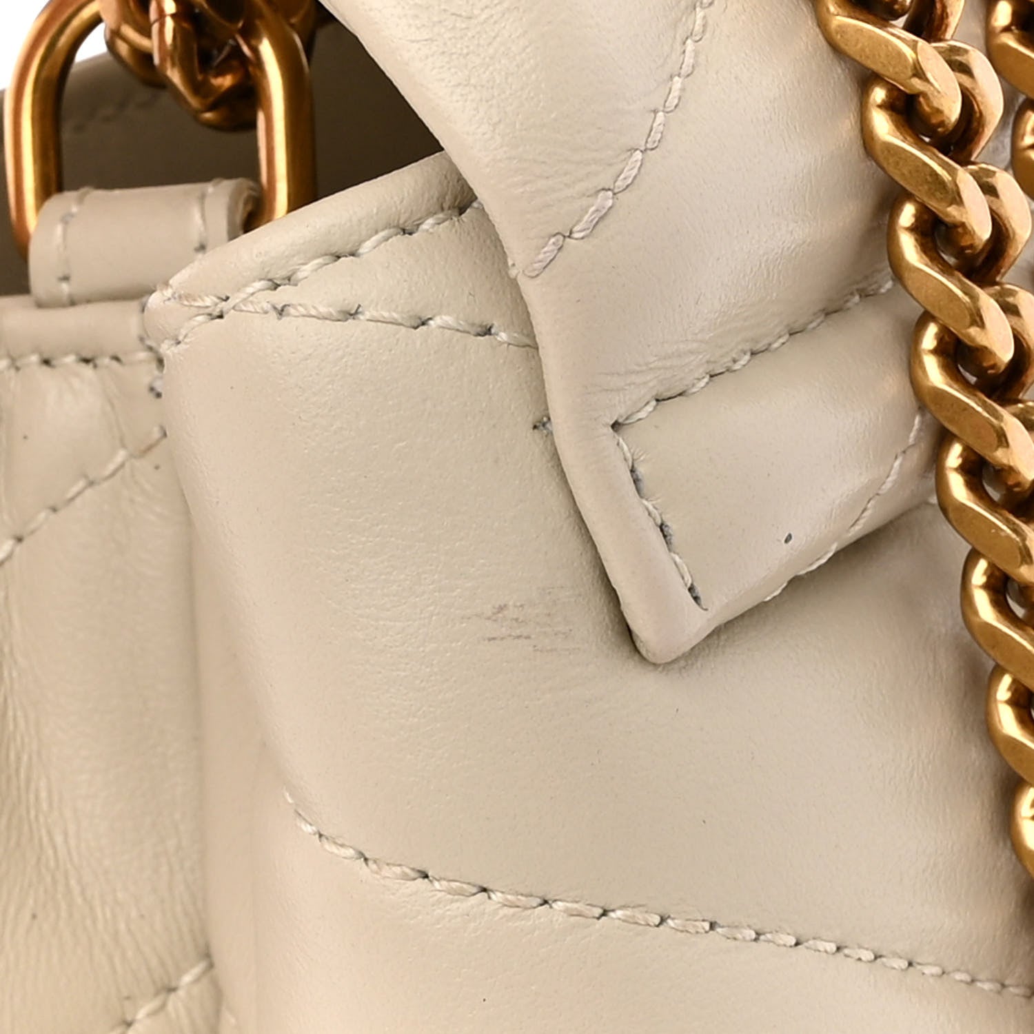 Saint Laurent Calfskin Y Quilted Monogram Small Loulou Chain Satchel Crema Soft 12 of 18