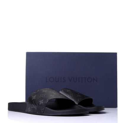 Louis Vuitton Rubber Monogram Eclipse Mens Waterfront Mules 12 Black 10 of 10