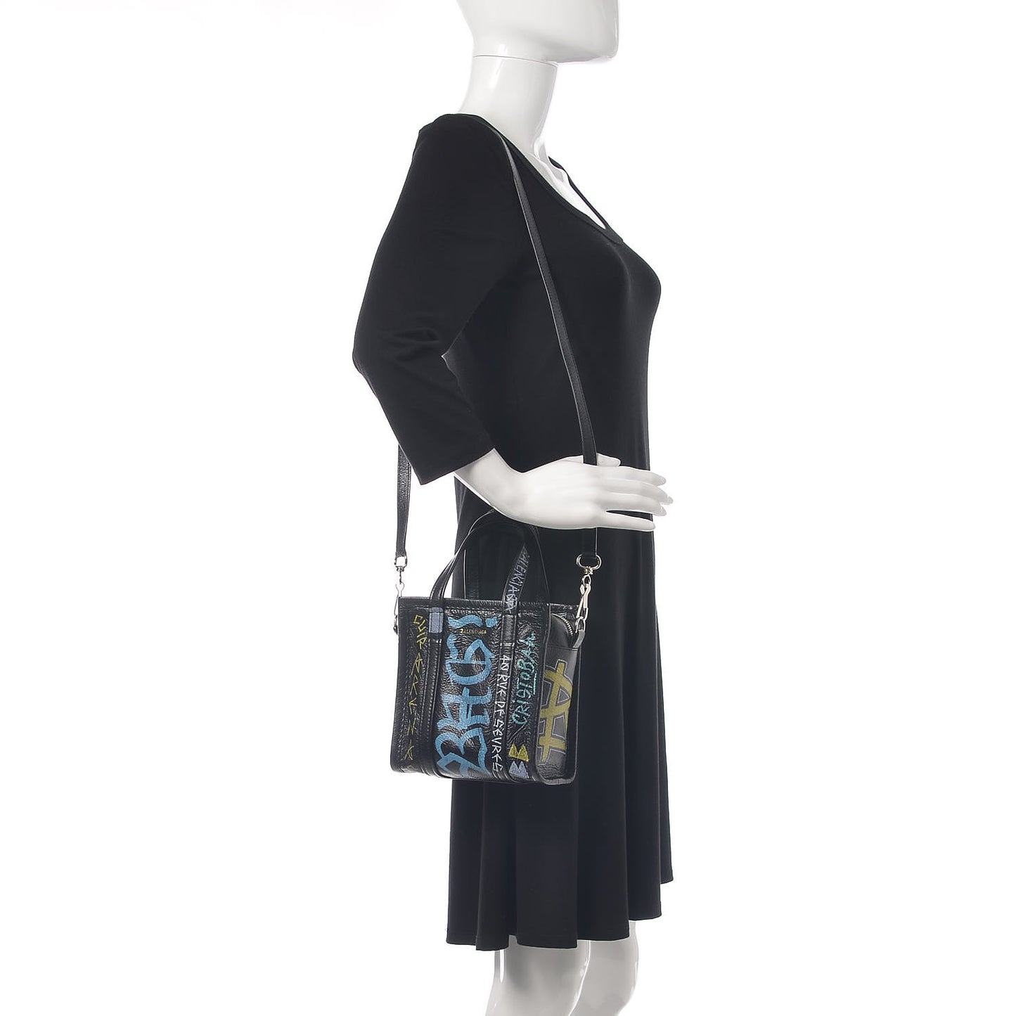 Agneau Arena Graffiti All Over XXS Bazar Shopper Tote Black Multicolor