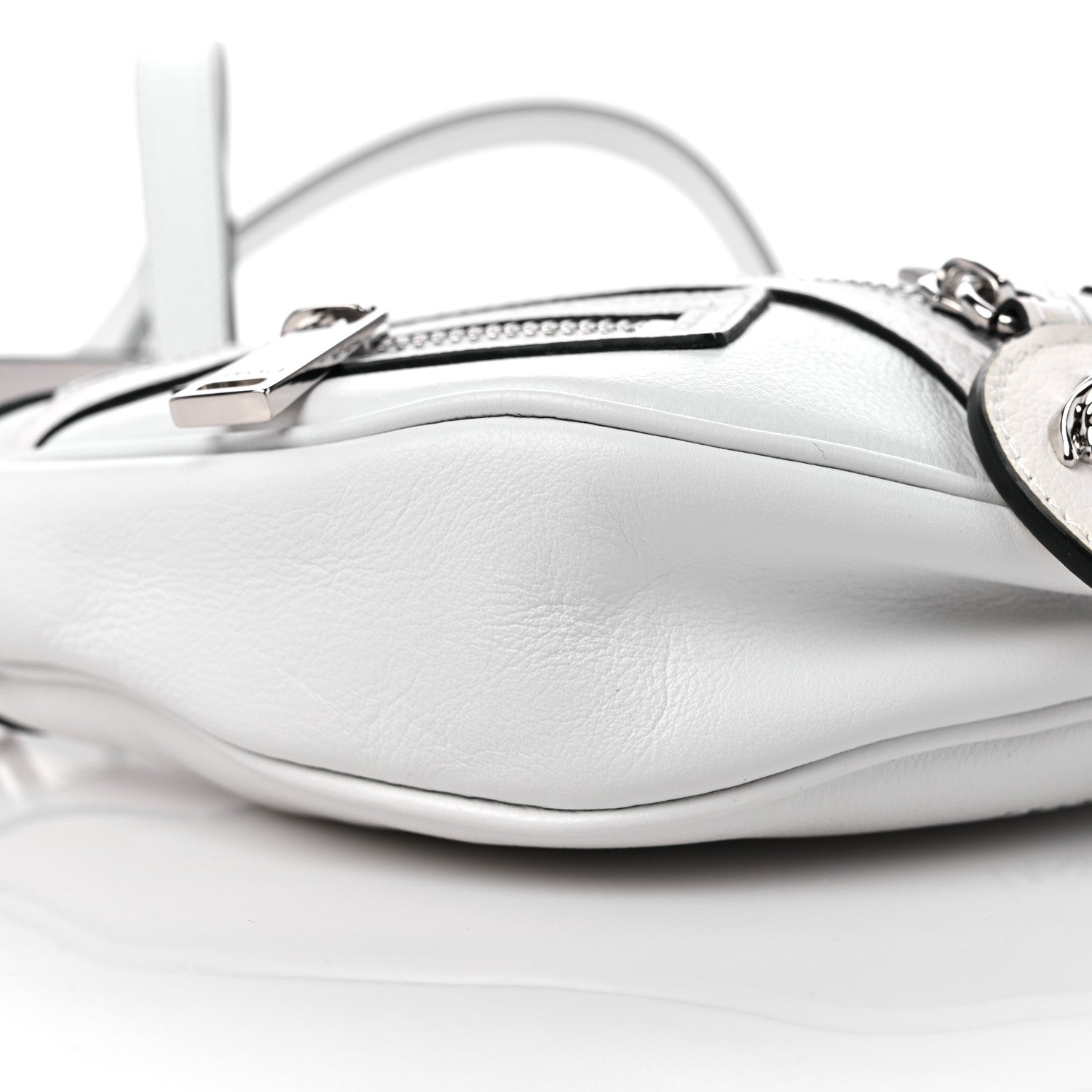 Versace Calfskin Mini Repeat Zip Hobo White 7 of 8