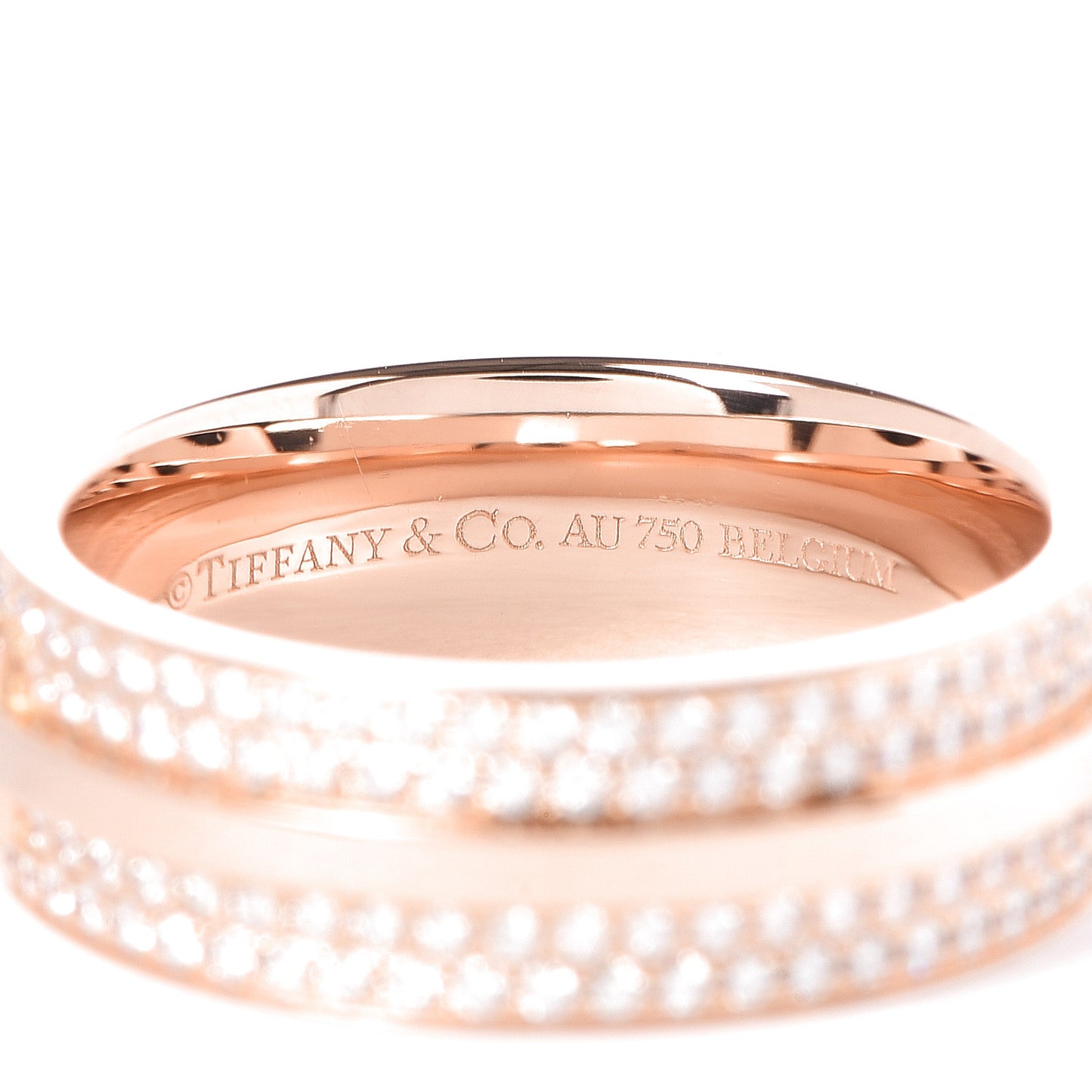 18K Rose Gold Diamond T Two Pave Ring 49 5
