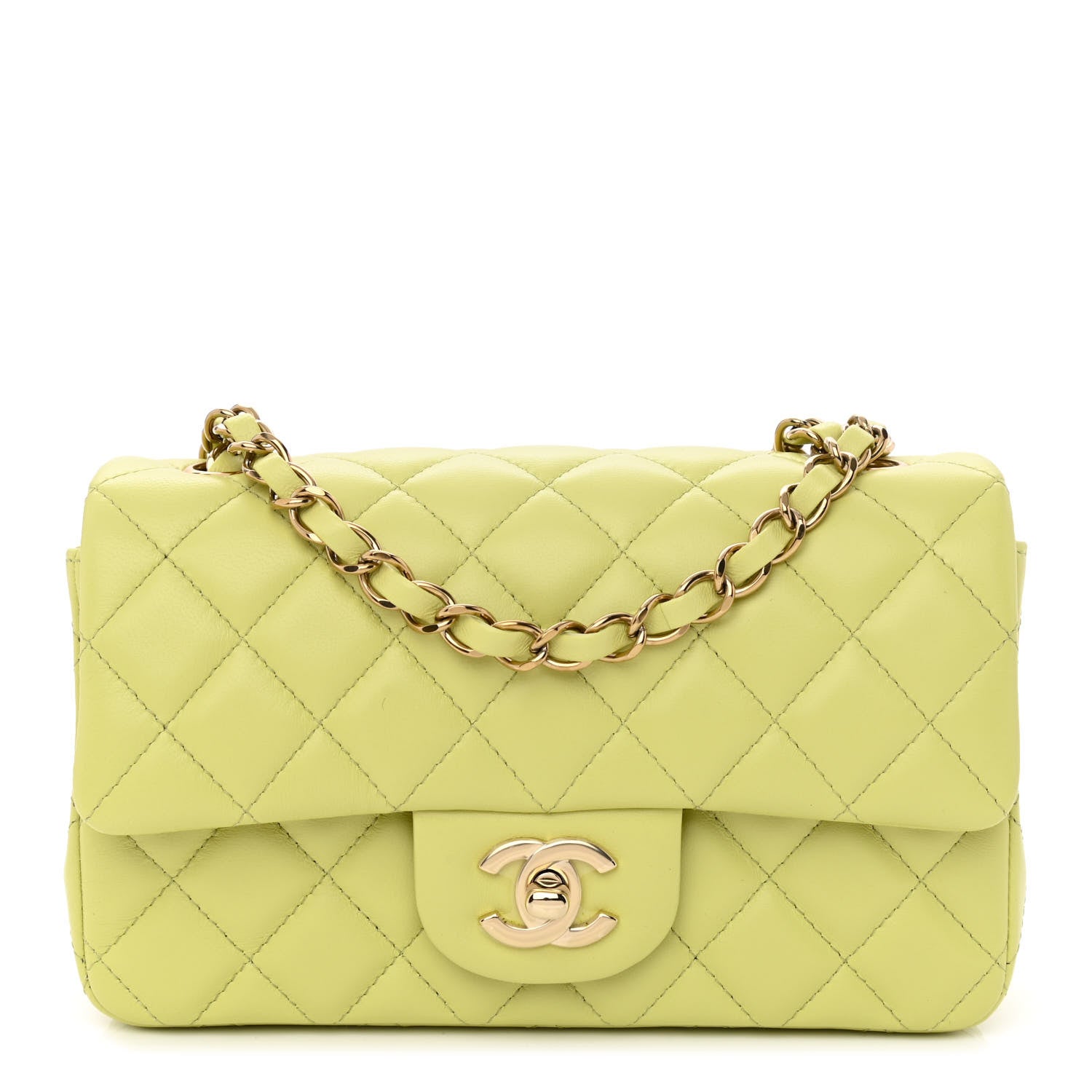 Chanel Lambskin Quilted Mini Rectangular Flap Light Green 1 of 11