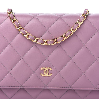 Chanel Lambskin Quilted Wallet On Chain WOC Light Purple 11 of 11