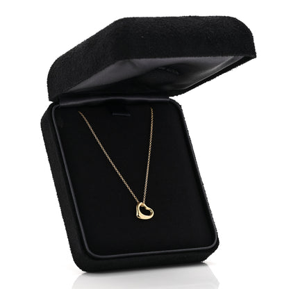 Tiffany 18K Yellow Gold 11mm Elsa Peretti Open Heart Pendant Necklace 6 of 6