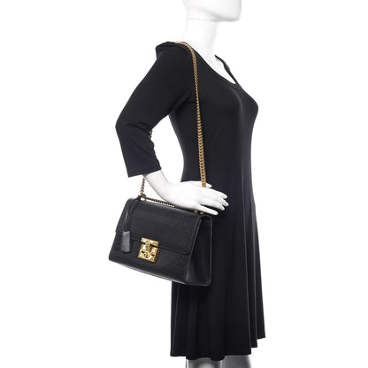 Gucci Calfskin GG Monogram Bees Embossed Medium Padlock Shoulder Bag Black 2 of 8