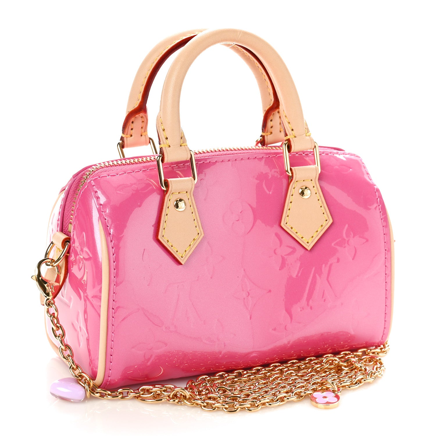 Louis Vuitton Vernis Monogram Nano Speedy Neon Pink 3 of 10