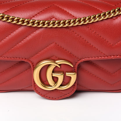 Gucci Calfskin Matelasse Super Mini GG Marmont Shoulder Bag Hibiscus Red 9 of 10