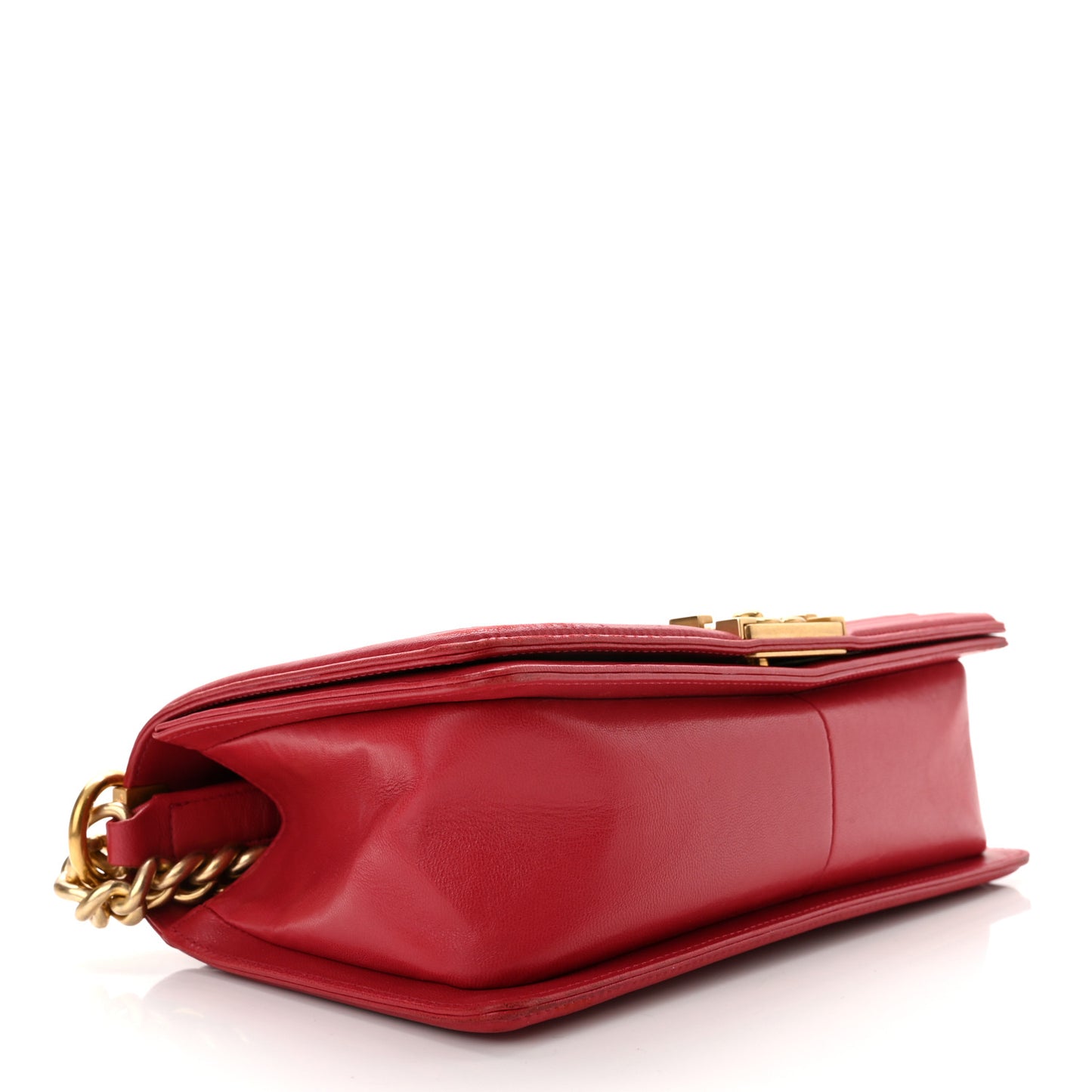 Lambskin Quilted Medium Boy Flap Red