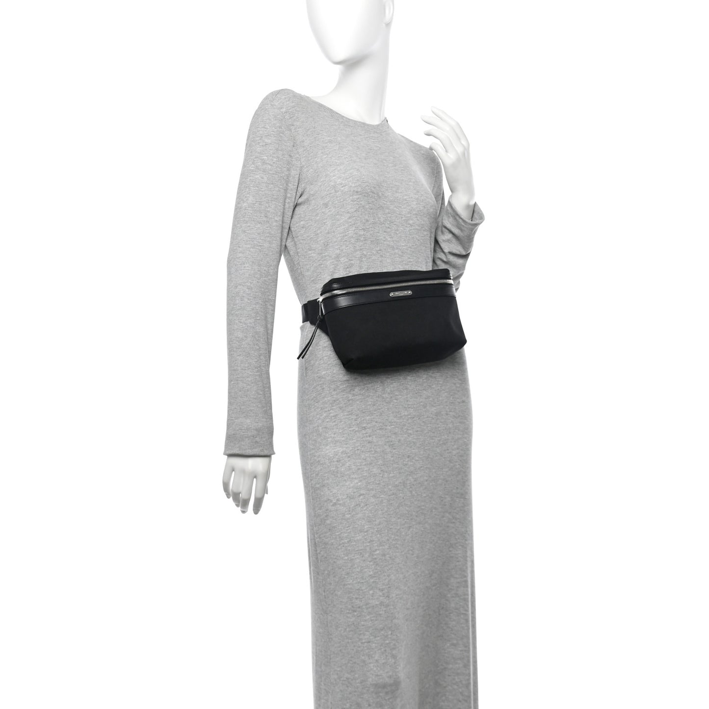 Canvas Calfskin City Belt Bag Black