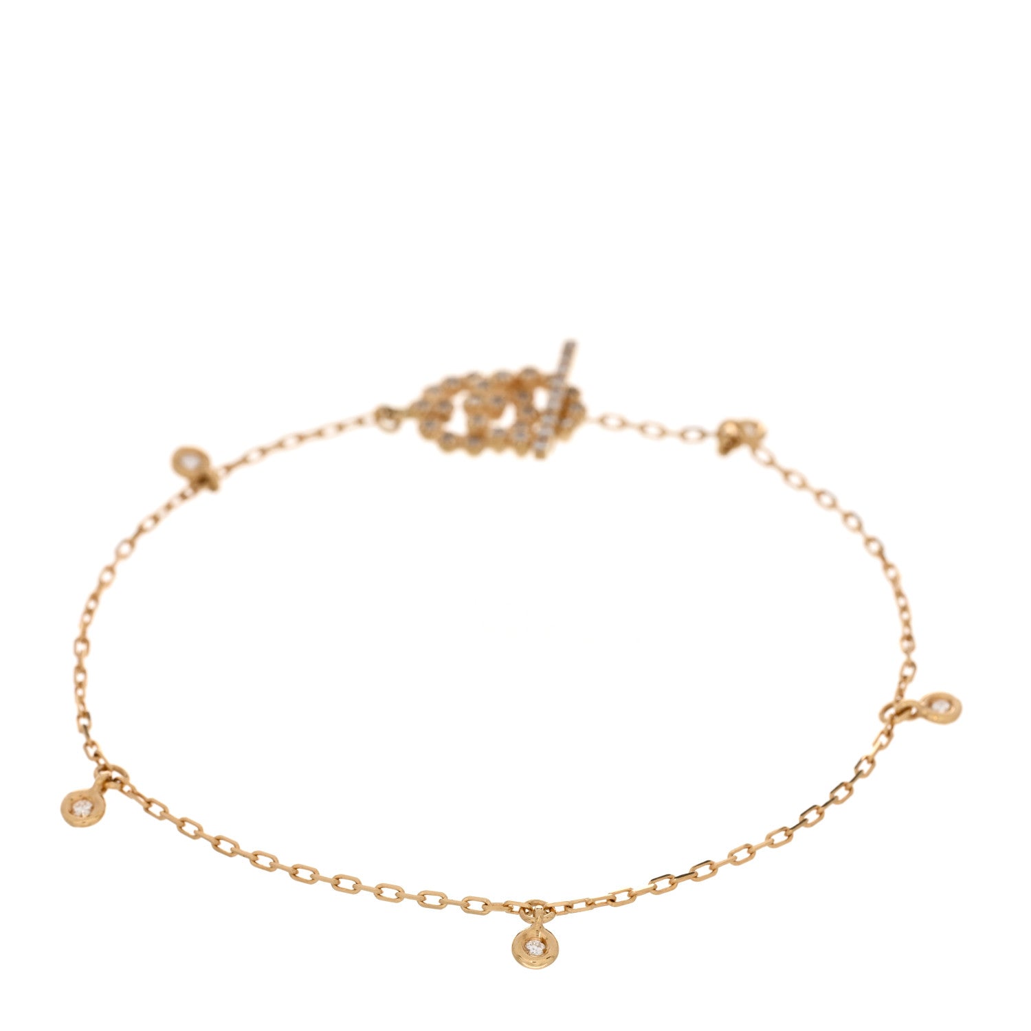 Gucci 18K Yellow Gold Diamond GG Running Bracelet 3 of 4