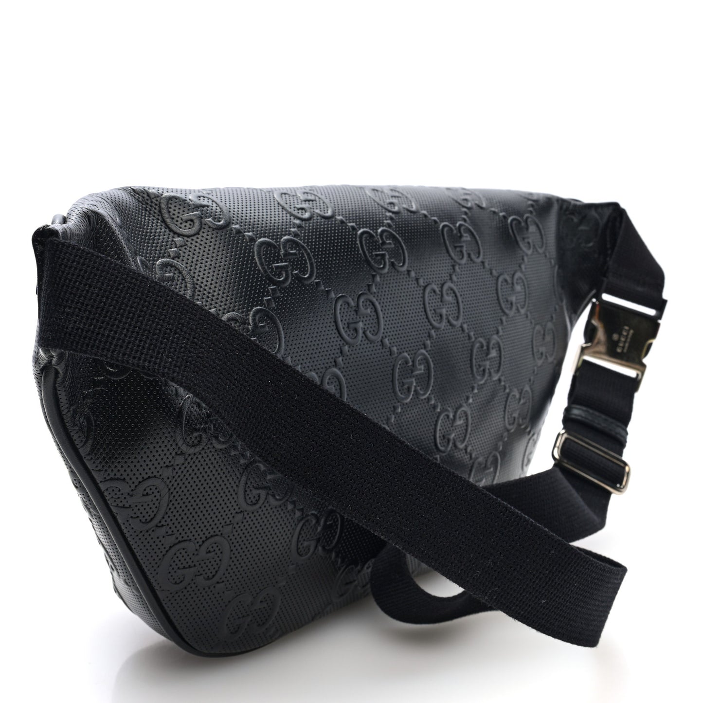 Calfskin GG Tennis Embossed Pocket Belt Bag Black