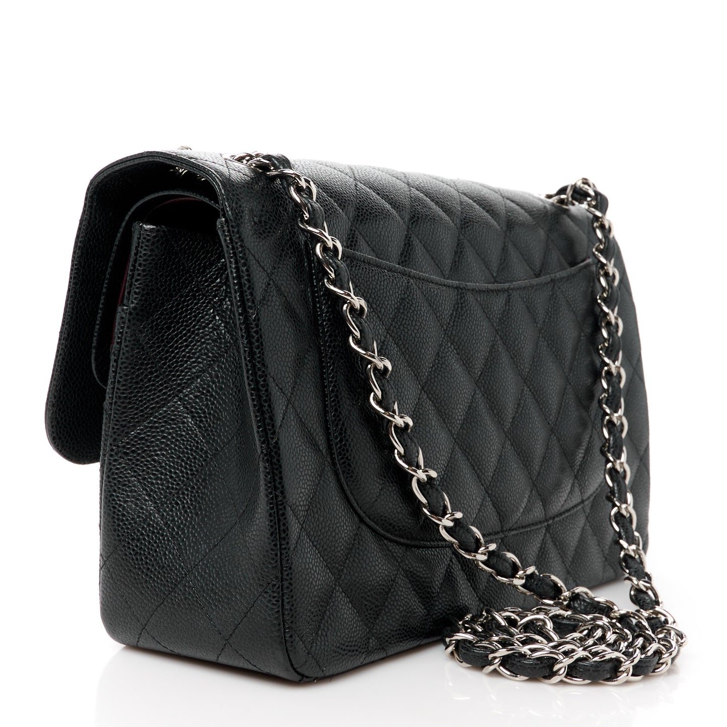 Caviar Quilted Jumbo Double Flap Black
