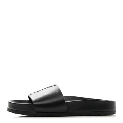 Saint Laurent Calfskin Monogram Jimmy Joan Slide Sandals 35 Black 1 of 9