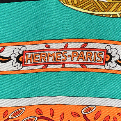 Hermes Silk Le Songe De La Licorne Scarf 90 Vert Orange Black 2 of 5