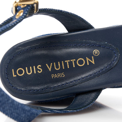 Louis Vuitton Denim Quilted Shake Flatform Sandals 37.5 Dark Blue 7 of 8