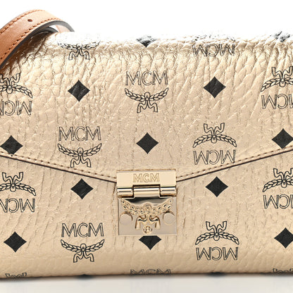 MCM Metallic Visetos Medium Millie Crossbody Bag Berlin Gold 8 of 10