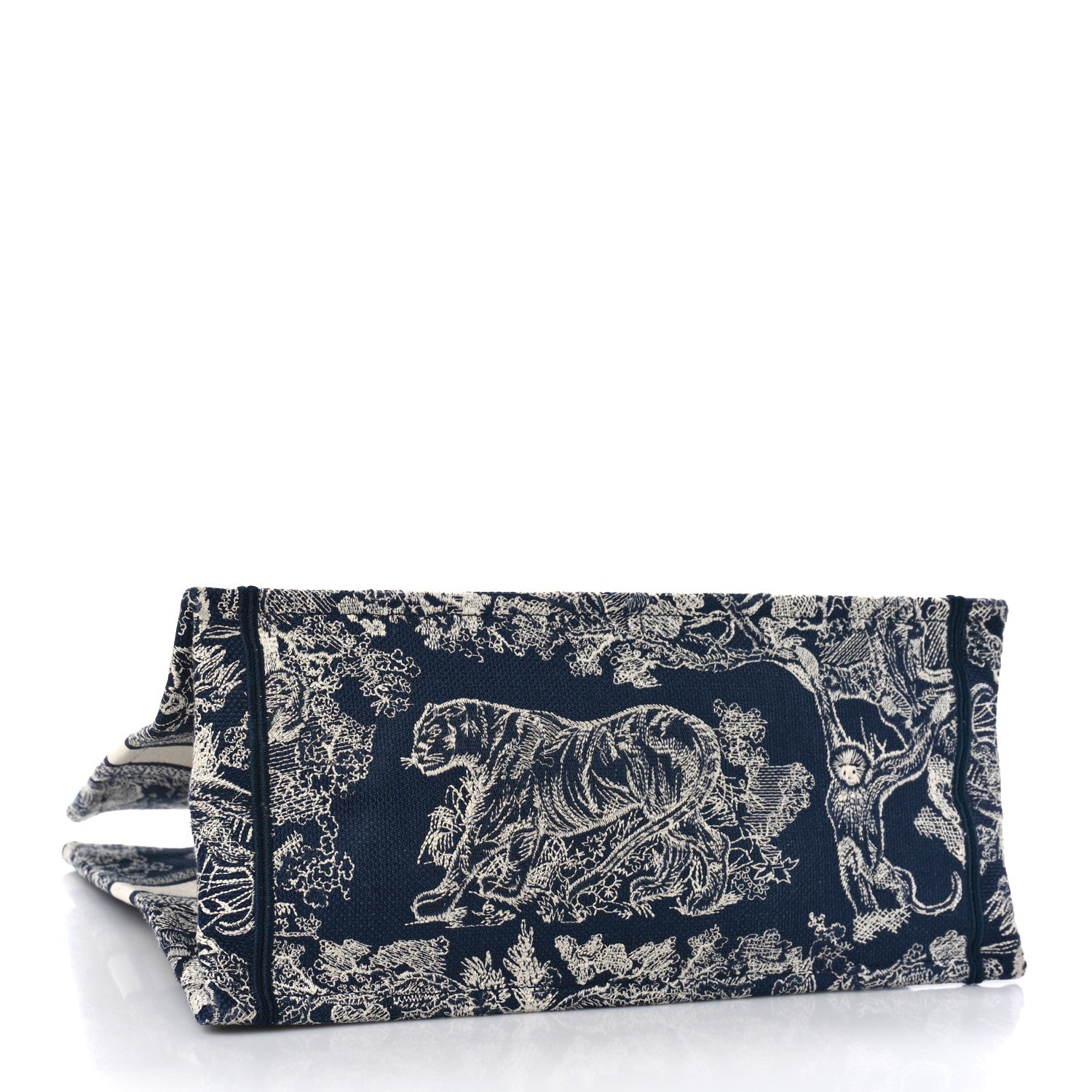 Christian Dior Canvas Embroidered Medium Toile De Jouy Reverse Book Tote Blue 4 of 8
