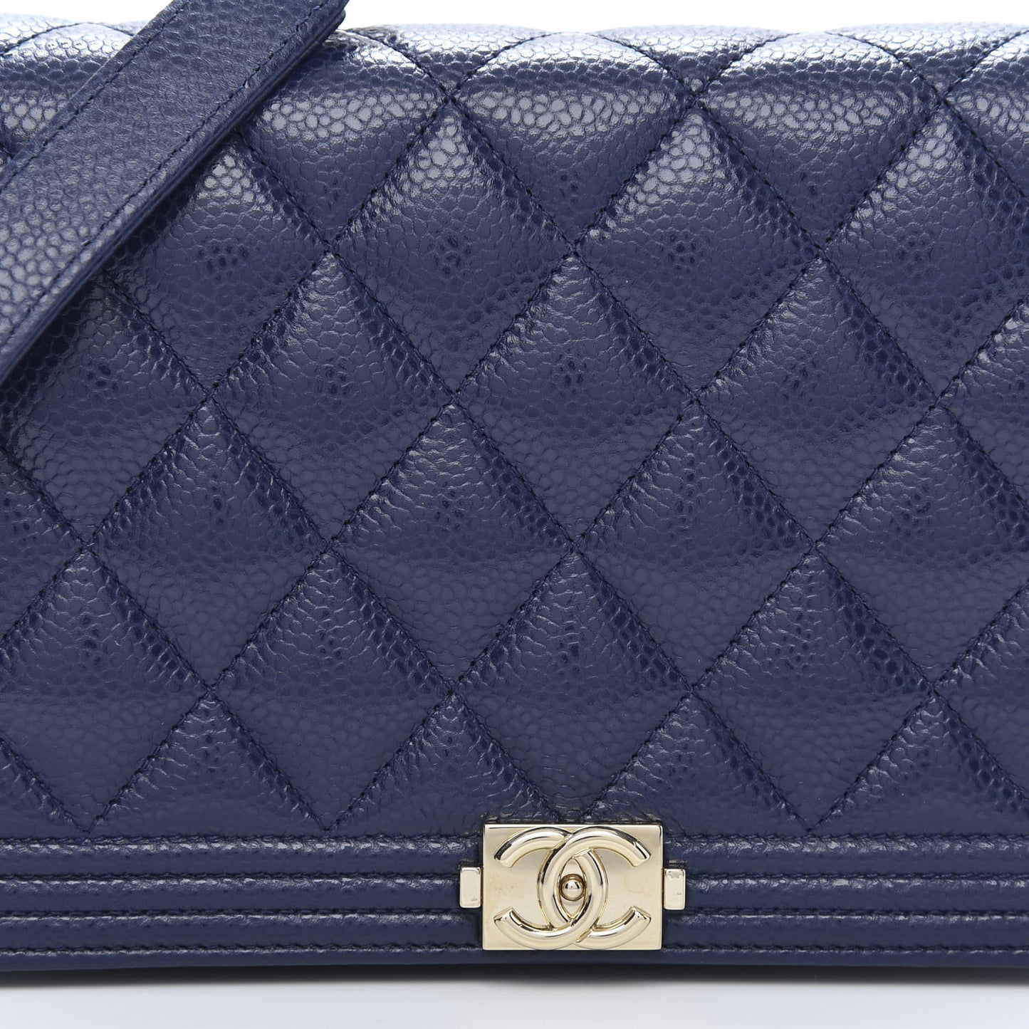 Caviar Quilted Boy Wallet On Chain WOC Navy