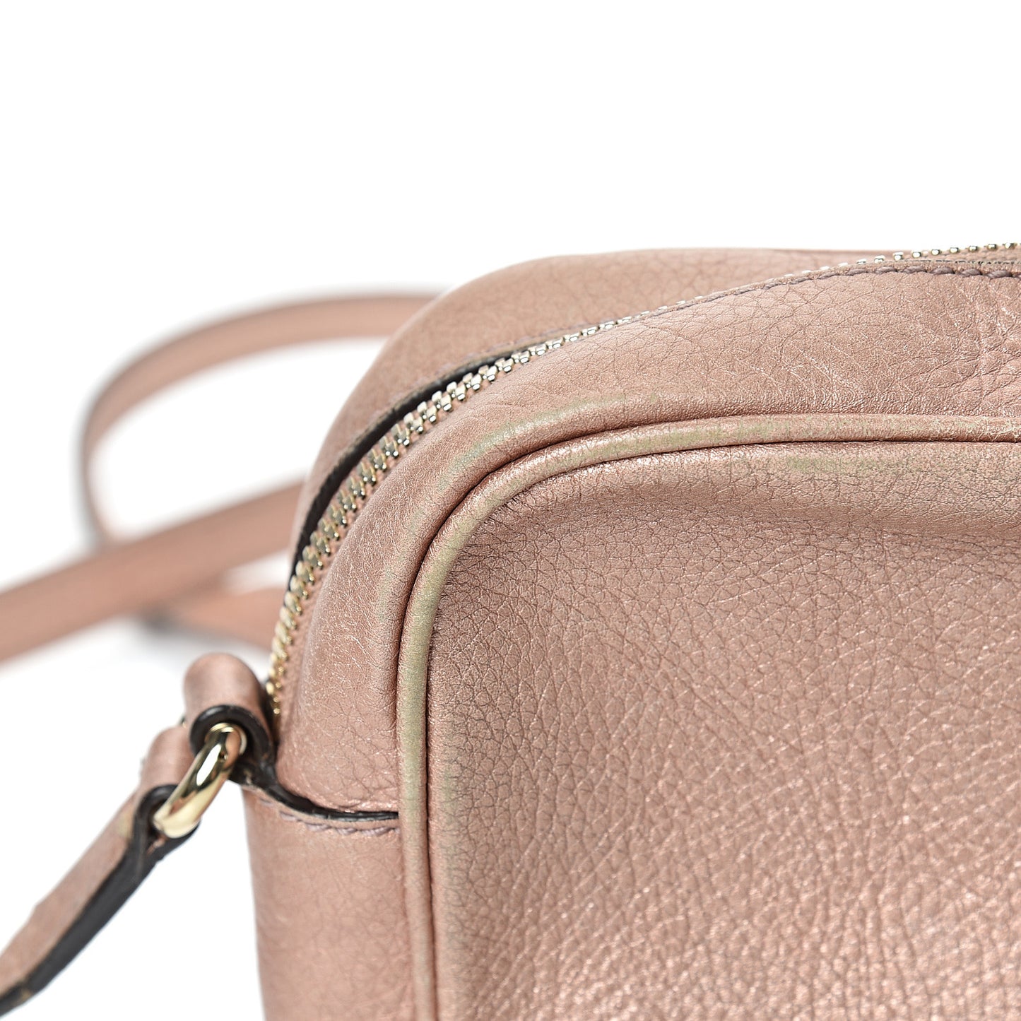 Metallic Pebbled Calfskin Small Soho Disco Bag Pink