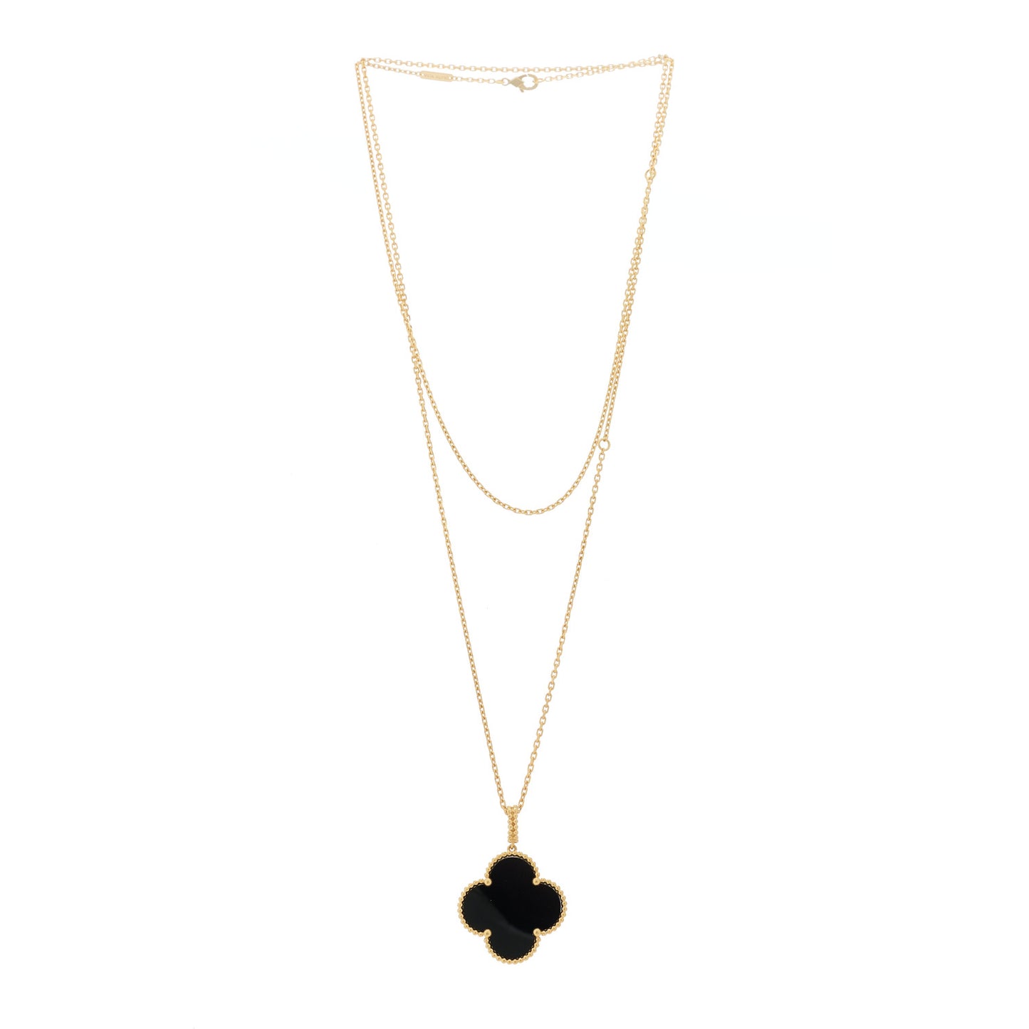 18K Yellow Gold Black Onyx Magic Alhambra Pendant Necklace