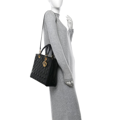 Christian Dior Patent Cannage Large Lady Dior Black 2 of 11