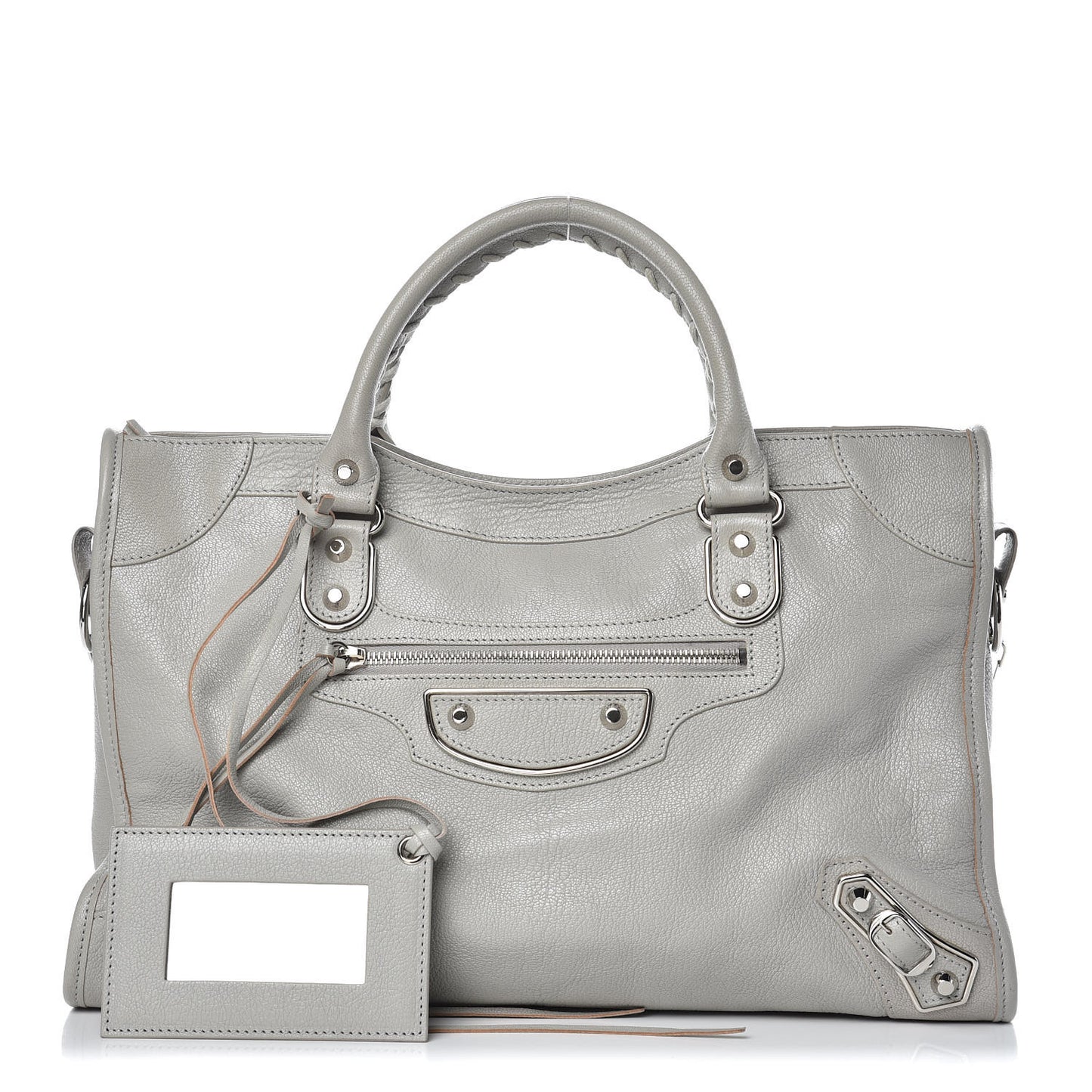 Chevre Silver Metallic Edge Hardware City Gris Glace