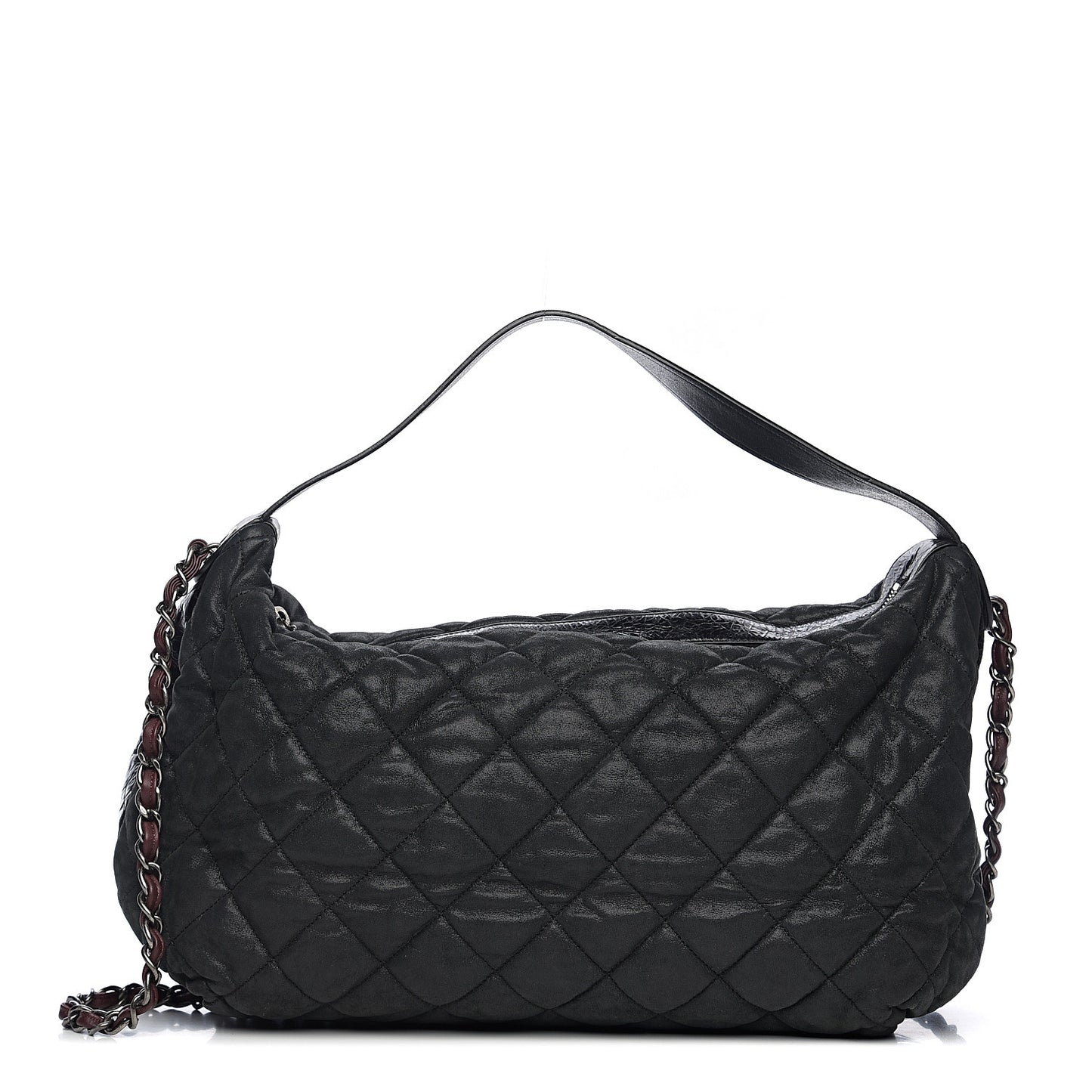 Iridescent Calfskin Quilted Coco Daily Dark Grey