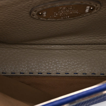 Fendi Cuoio Romano Selleria Bi-Color Medium Peekaboo Iconic Satchel Blue Neon Latte 6 of 12