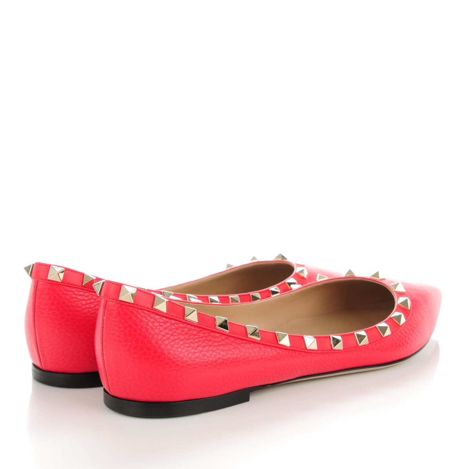 Valentino Garavani Pebbled Calfskin Rockstud Ballerina Flats 41.5 Rosso Valentino 4 of 8