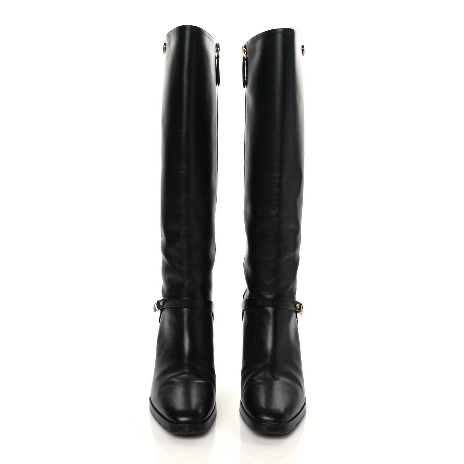 Gucci Calfskin Double G Knee High Boots 38 Black 3 of 7