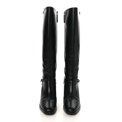 Gucci Calfskin Double G Knee High Boots 38 Black 3 of 7