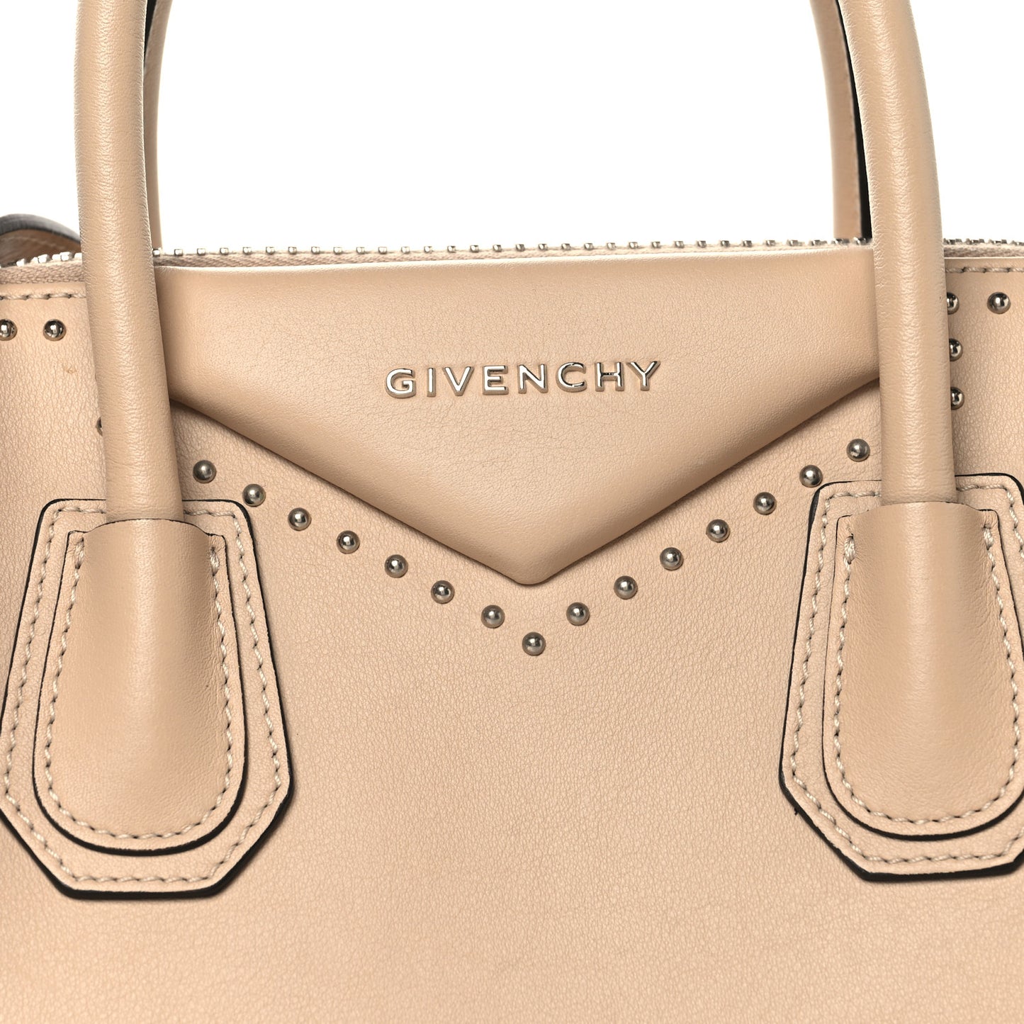 Calfskin Small Studded Antigona Beige