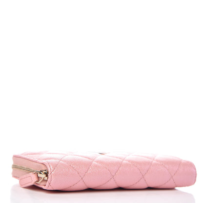 Chanel Iridescent Caviar Quilted Medium Zip Around Wallet Pink 4 of 9