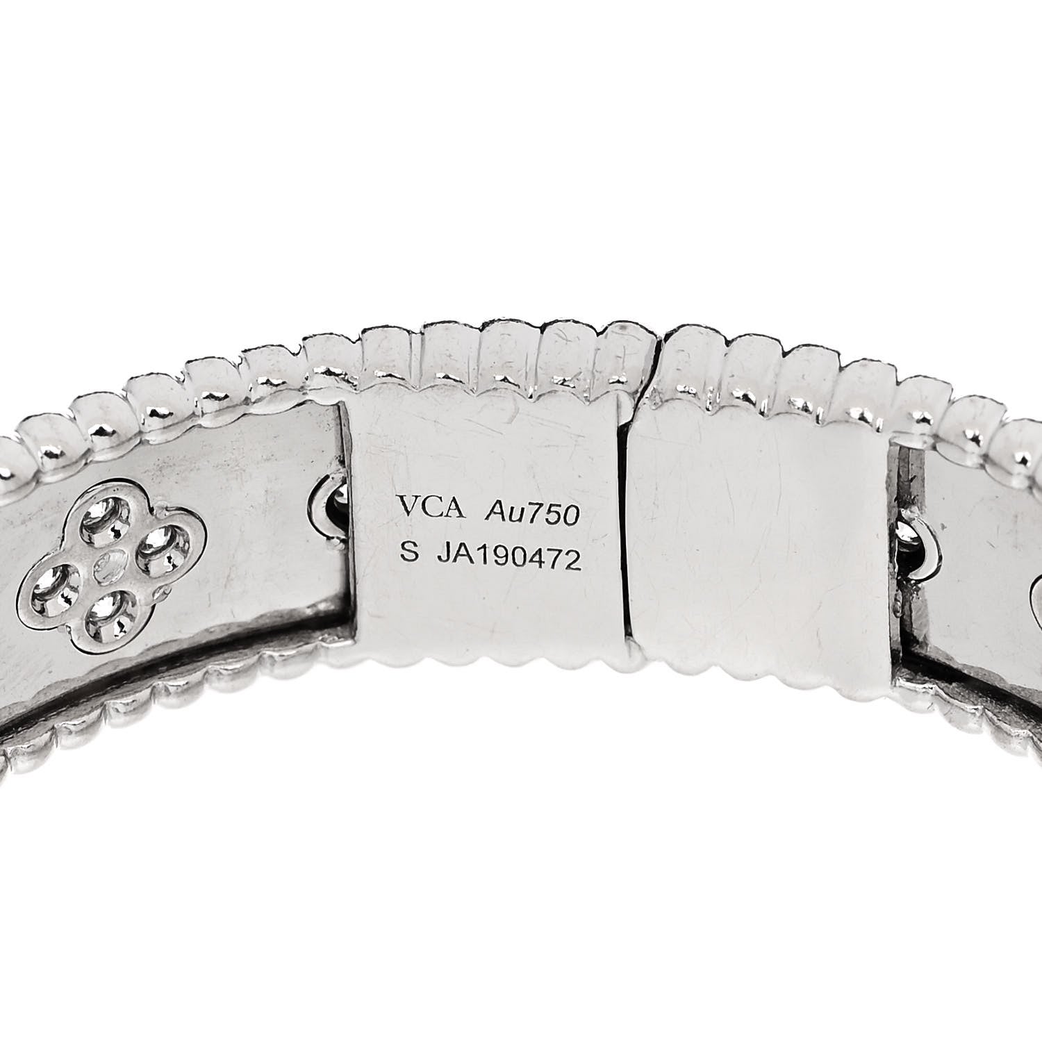 Van Cleef & Arpels 18K White Gold Diamond Perlee Clovers Bangle Bracelet S 3 of 3