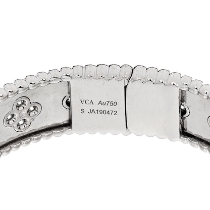 Van Cleef & Arpels 18K White Gold Diamond Perlee Clovers Bangle Bracelet S 3 of 3