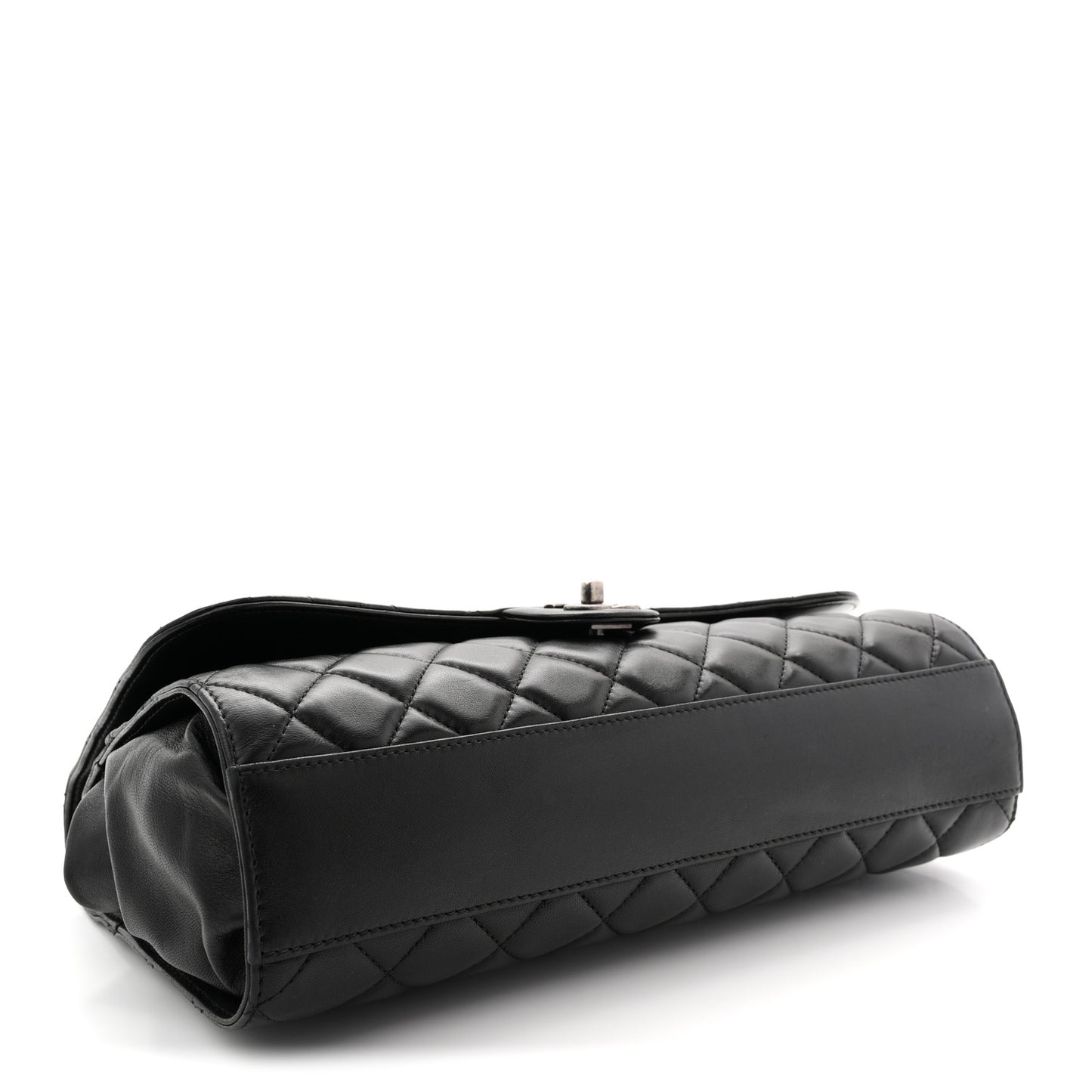 Lambskin Quilted Jumbo Grocery By Chanel Drawstring Shopping Bag Black